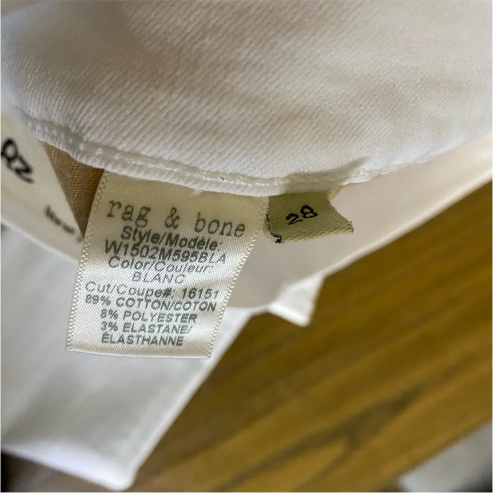 Rag and Bone mid rise white skinny jeans